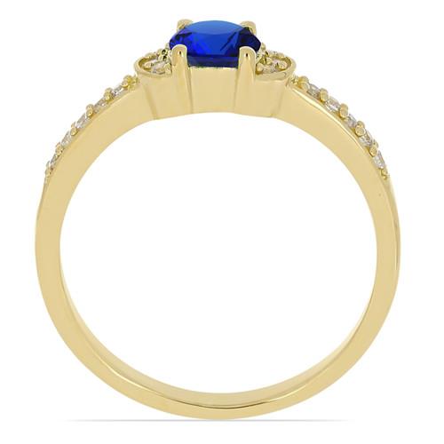 BUY 14K GOLD NATURAL BLUE SAPPHIRE GEMSTONE WITH WHITE DIAMOND CLASSIC RING